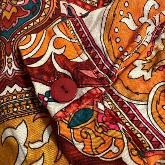 Haute Hippie boho bohemian blouse collar cropped elastic back medium NWT floral - Picture 6 of 7